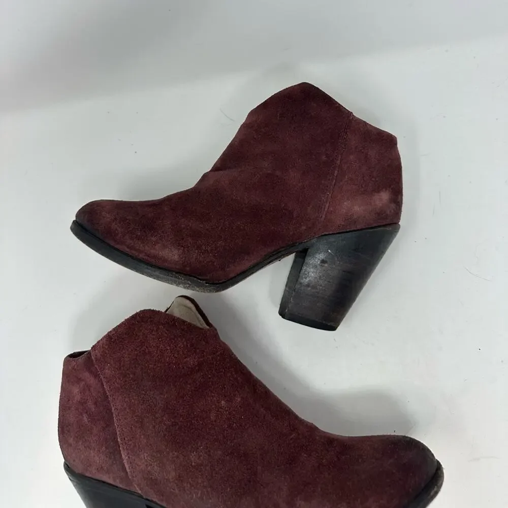 Freebird By Steven Womens Detroit Ankle Boots Booties Burgundy Leather Zip 8